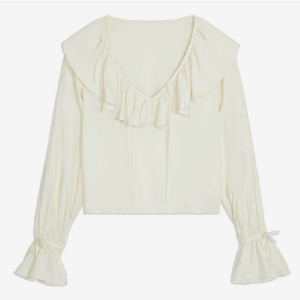 Cream WeWoreWhat Ruffled Blouse